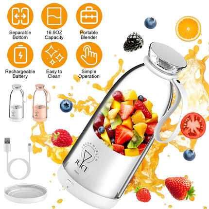 Portable Juice Blender 500ml – Rechargeable & Easy to Clean