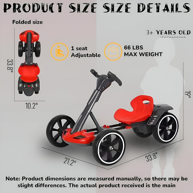 6V Foldable Electric Go Kart for Kids – Adjustable Seat, EVA Wheels, LED Lights | Ride-On Car for Boys & Girls Ages 3–8 (Red)