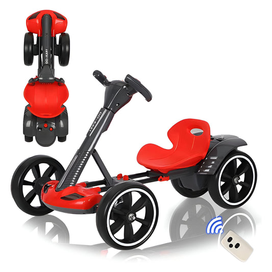 6V Foldable Electric Go Kart for Kids – Adjustable Seat, EVA Wheels, LED Lights | Ride-On Car for Boys & Girls Ages 3–8 (Red)