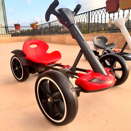 6V Foldable Electric Go Kart for Kids – Adjustable Seat, EVA Wheels, LED Lights | Ride-On Car for Boys & Girls Ages 3–8 (Red)
