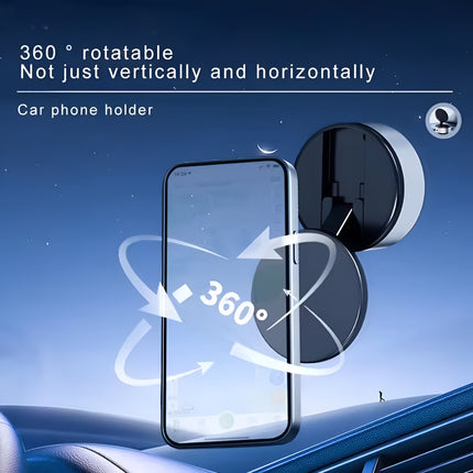 D21 Magnetic Vacuum Phone Holder – 360° Rotatable Suction Mount with Type-C Charging | 65kpa Power for Car, Glass, Mirror, Gym (Black)