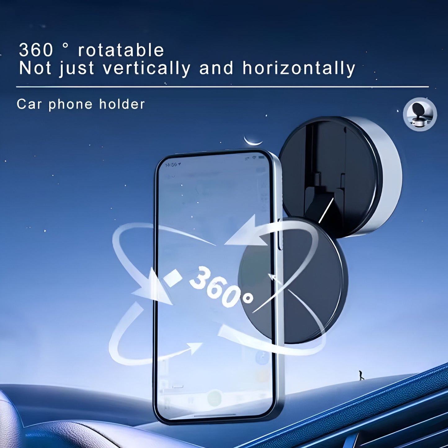 D21 Magnetic Vacuum Phone Holder – 360° Rotatable Suction Mount with Type-C Charging | 65kpa Power for Car, Glass, Mirror, Gym (Black)