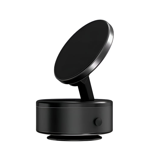 D21 Magnetic Vacuum Phone Holder – 360° Rotatable Suction Mount with Type-C Charging | 65kpa Power for Car, Glass, Mirror, Gym (Black)
