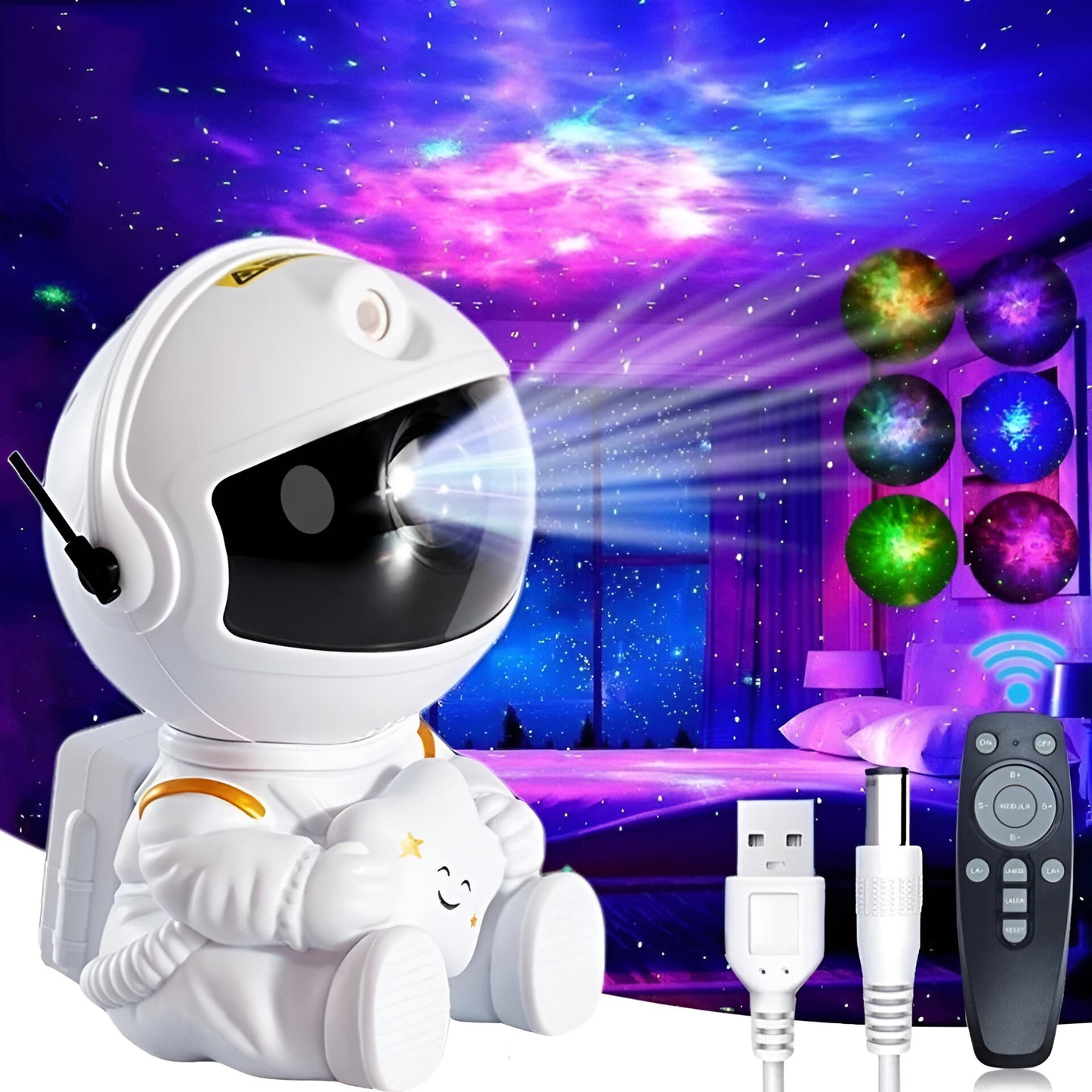 Astronaut Galaxy Projector Lamp – Nebula Star Light with Remote Control