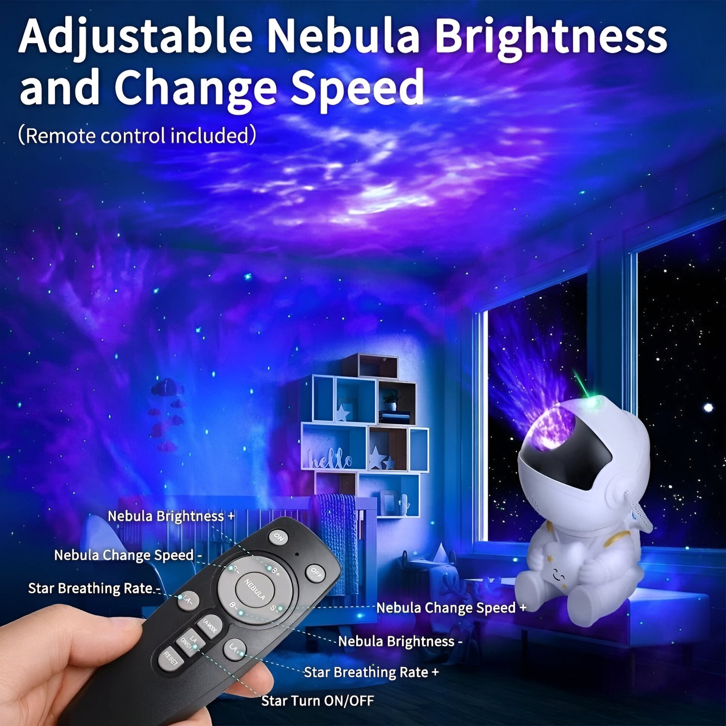 Astronaut Galaxy Projector Lamp – Nebula Star Light with Remote Control