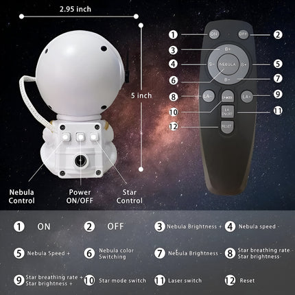 Astronaut Galaxy Projector Lamp – Nebula Star Light with Remote Control