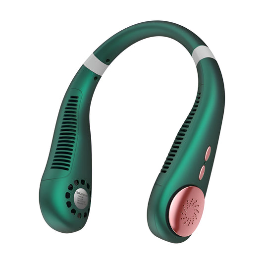 Bladeless Neck Fan – 3 Speeds, USB Rechargeable, 2400mAh Battery, Hands-Free Cooling – Green