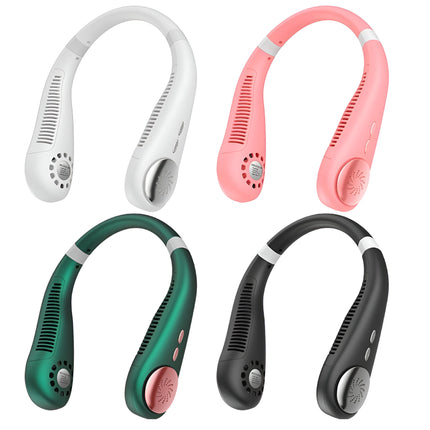 Bladeless Neck Fan – 3 Speeds, USB Rechargeable, 2400mAh Battery, Hands-Free Cooling – Green