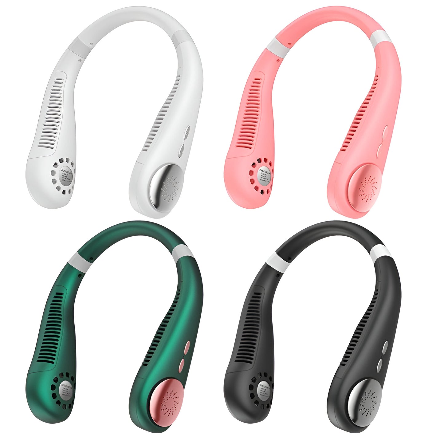 Bladeless Neck Fan – 3 Speeds, USB Rechargeable, 2400mAh Battery, Hands-Free Cooling – Green