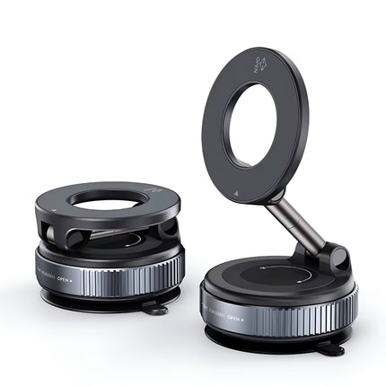 K007 Vacuum Suction Magnetic Phone Holder – 360° Adjustable Car Mount (Black)
