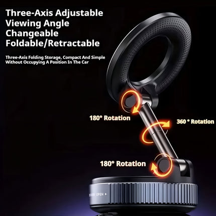 K007 Vacuum Suction Magnetic Phone Holder – 360° Adjustable Car Mount (Black)