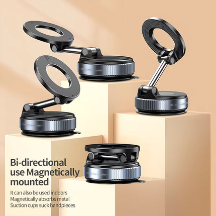 K007 Vacuum Suction Magnetic Phone Holder – 360° Adjustable Car Mount (Black)