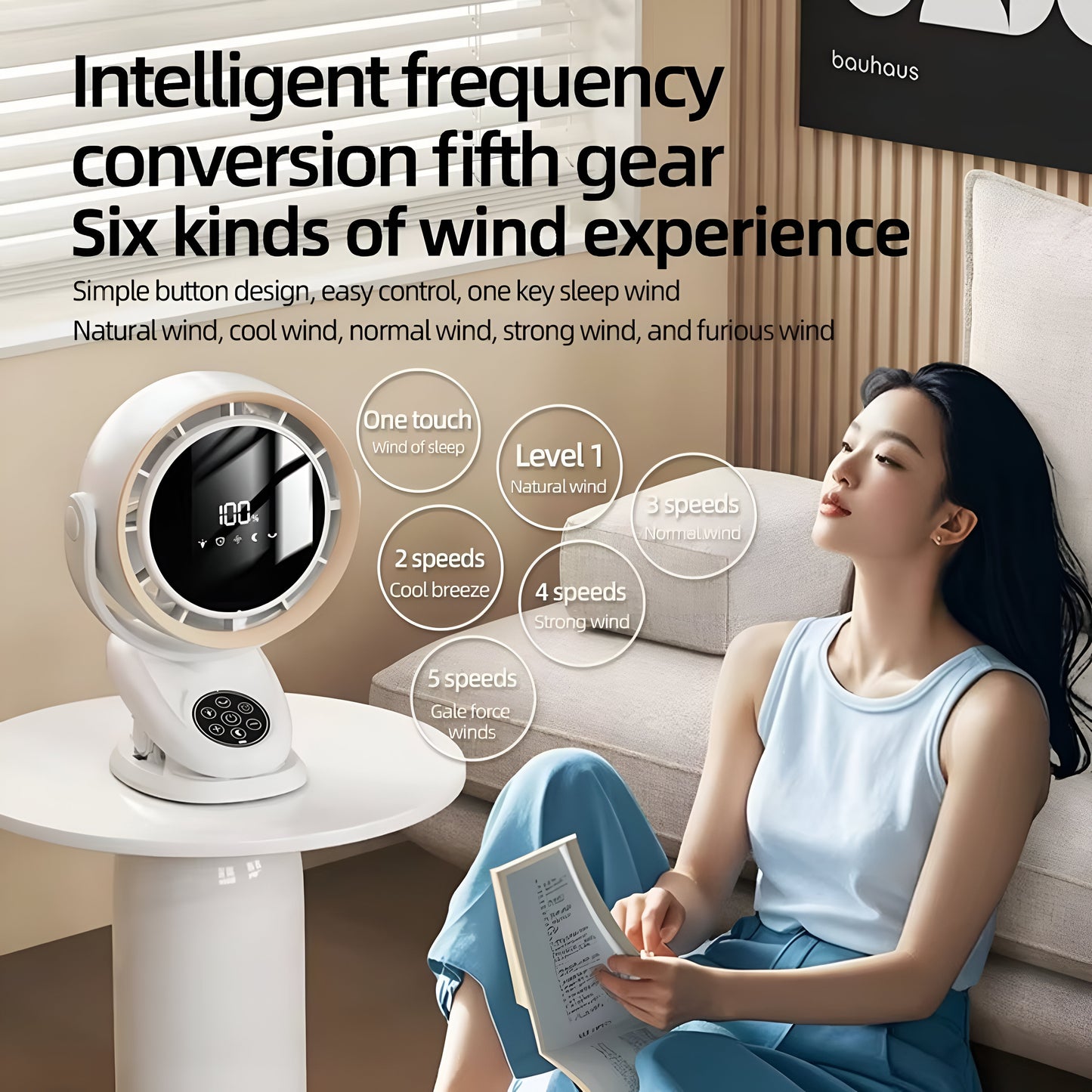 F7- Fan Multifunctional 3-in-1 Clip Circulating Fan – Wall Mount/Tabletop/Hang | 5-Speed, Auto Oscillation, LED Display & Remote