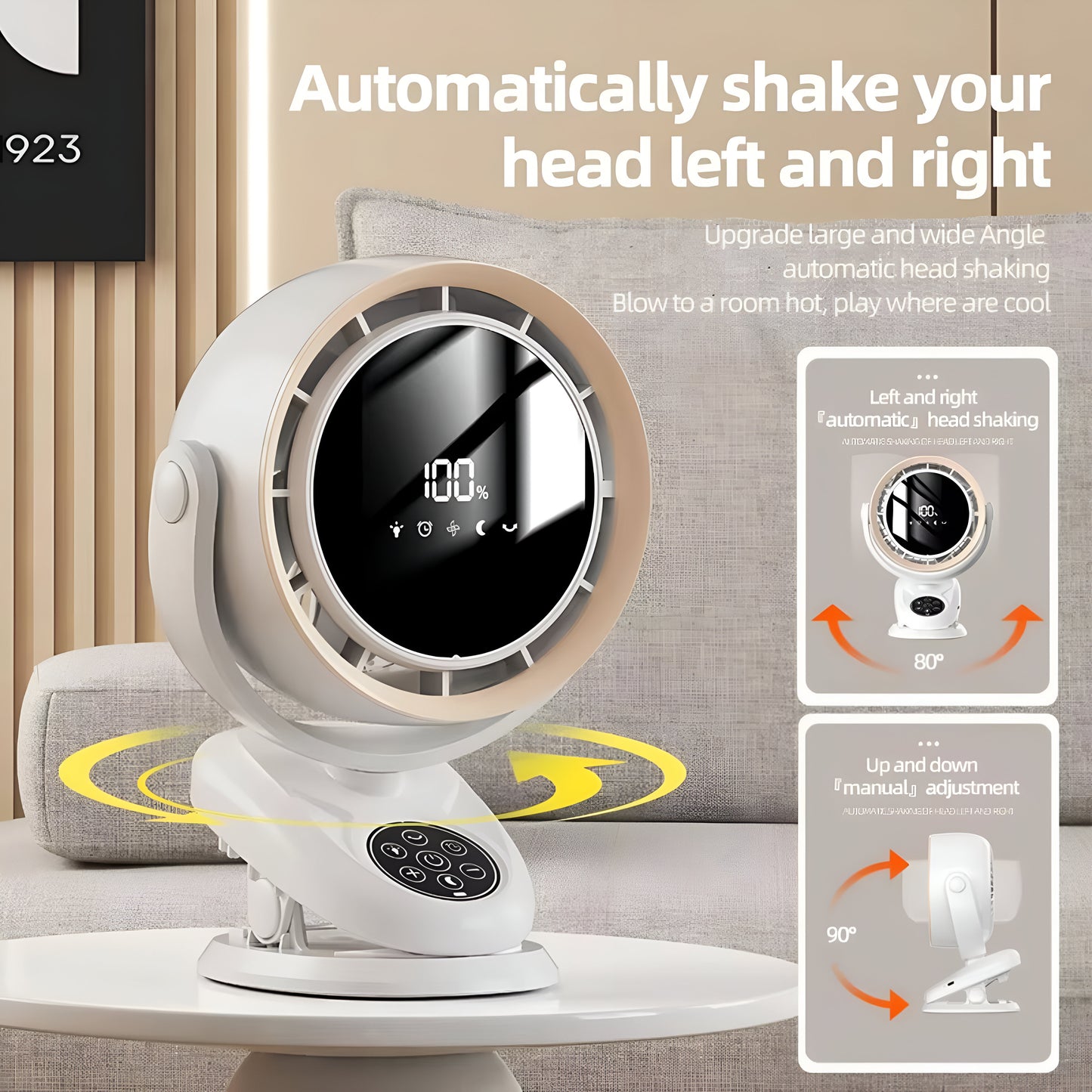 F7- Fan Multifunctional 3-in-1 Clip Circulating Fan – Wall Mount/Tabletop/Hang | 5-Speed, Auto Oscillation, LED Display & Remote