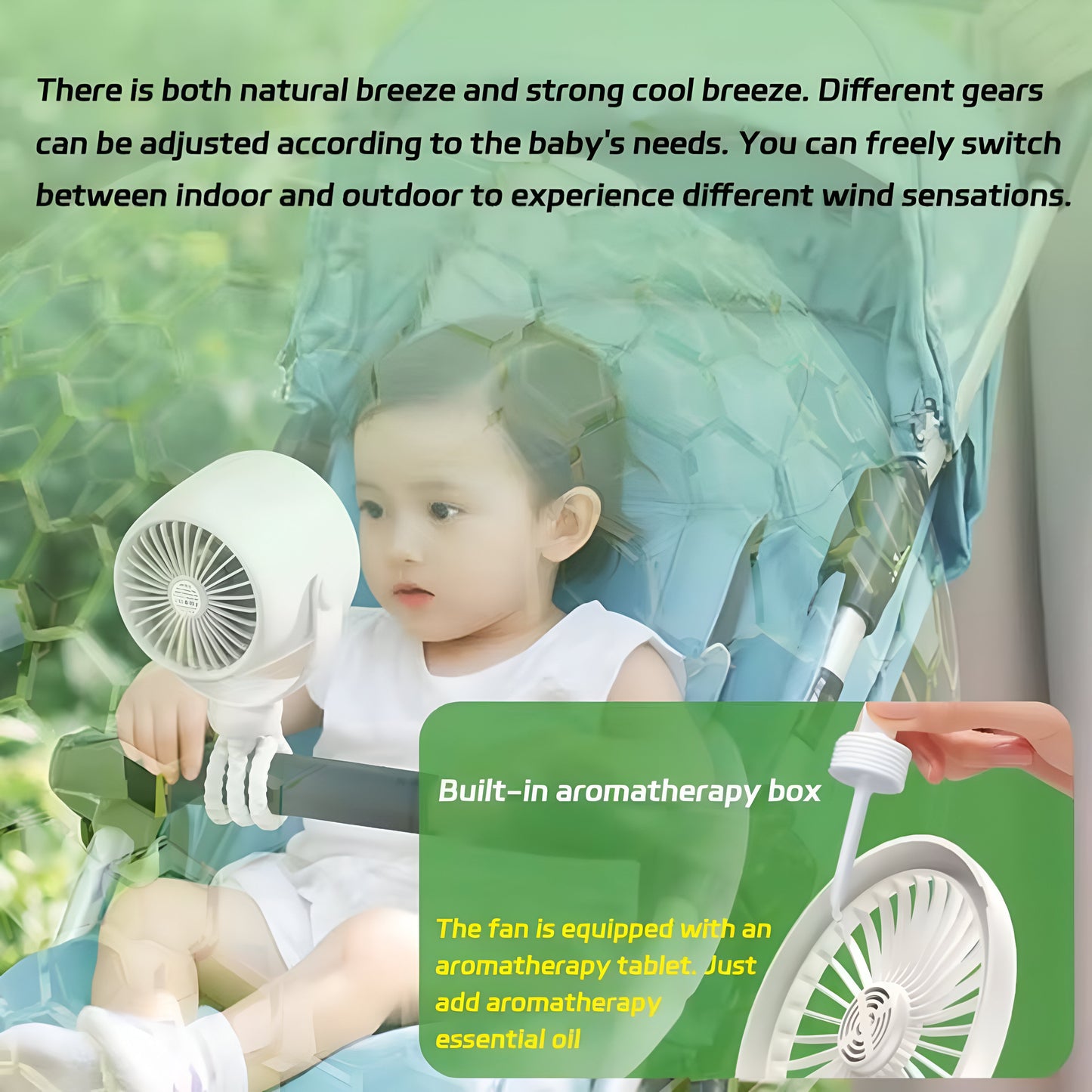 Octopus Cycle Fan – Baby-Friendly 360° Cooling with LED Display & Aromatherapy