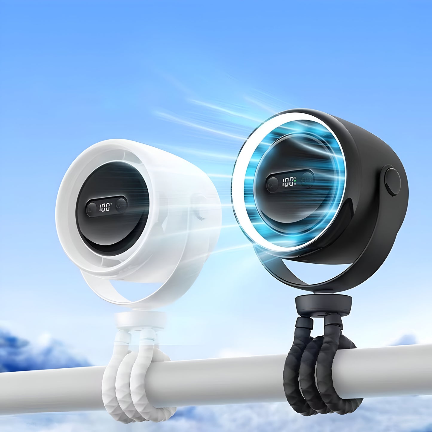 Octopus Cycle Fan – Baby-Friendly 360° Cooling with LED Display & Aromatherapy