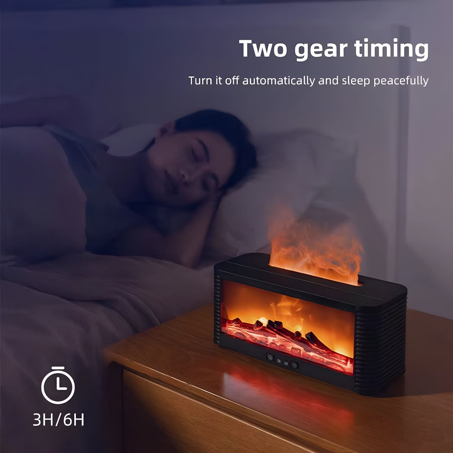 Flame Fireplace Aroma Diffuser – Mini LED Essential Oil Humidifier with Simulated Fire & Remote Control
