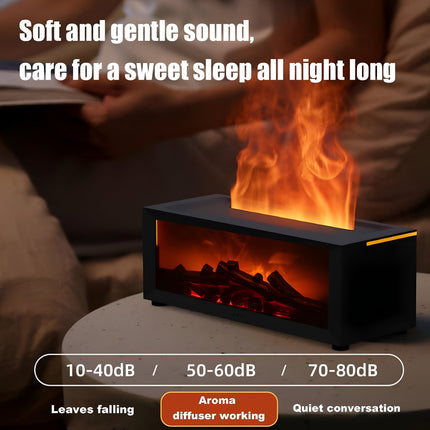 Flame Fireplace Aroma Diffuser – Mini LED Essential Oil Humidifier with Simulated Fire & Remote Control