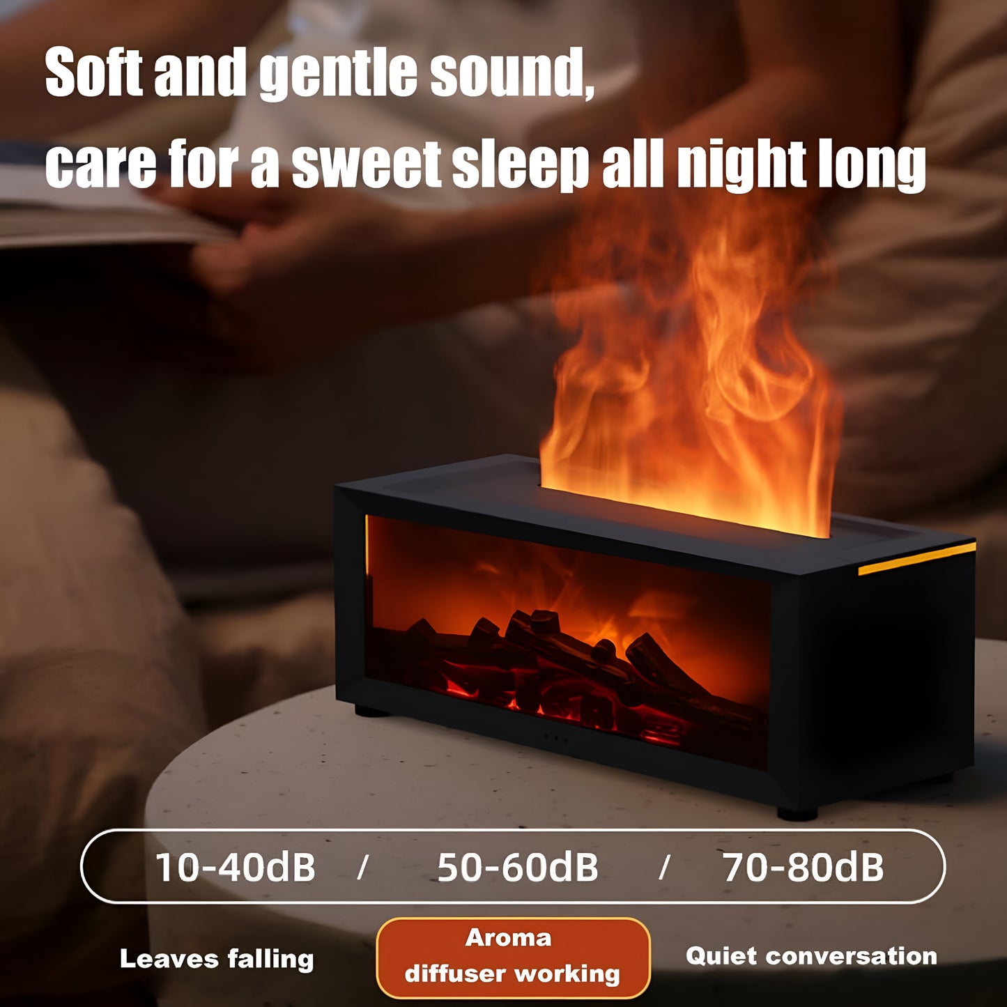 Flame Fireplace Aroma Diffuser – Mini LED Essential Oil Humidifier with Simulated Fire & Remote Control