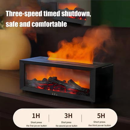 Flame Fireplace Aroma Diffuser – Mini LED Essential Oil Humidifier with Simulated Fire & Remote Control