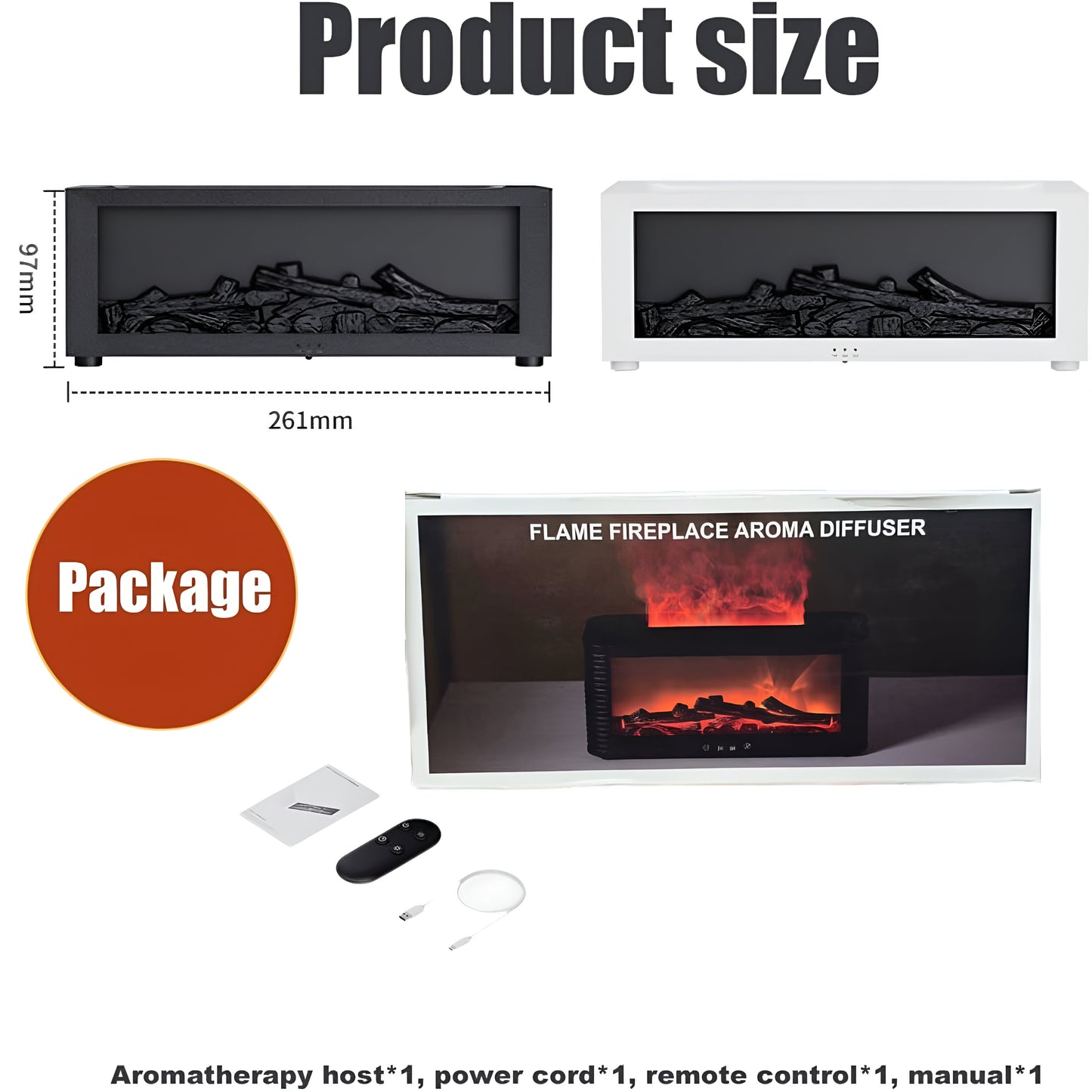 Flame Fireplace Aroma Diffuser – Mini LED Essential Oil Humidifier with Simulated Fire & Remote Control