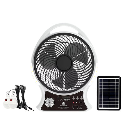 Easy Power 14-Inch Rechargeable AC/DC Solar Fan with Bluetooth Speaker, LED Light & Radio – Model EP-514