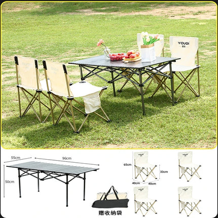 Portable Foldable Camping Table & Chair Set – Heavy-Duty 190kg Outdoor Furniture for Travel, Beach & Picnic