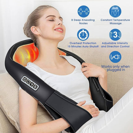 Electric Neck Kneading Massager with Heat | Silent Shoulder & Neck Pain Relief Massage Shawl