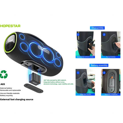 HOPESTAR A85 400W Waterproof Bluetooth Party Speaker with Deep Bass, DSP, Karaoke & Wireless Mic – Outdoor Portable Speaker
