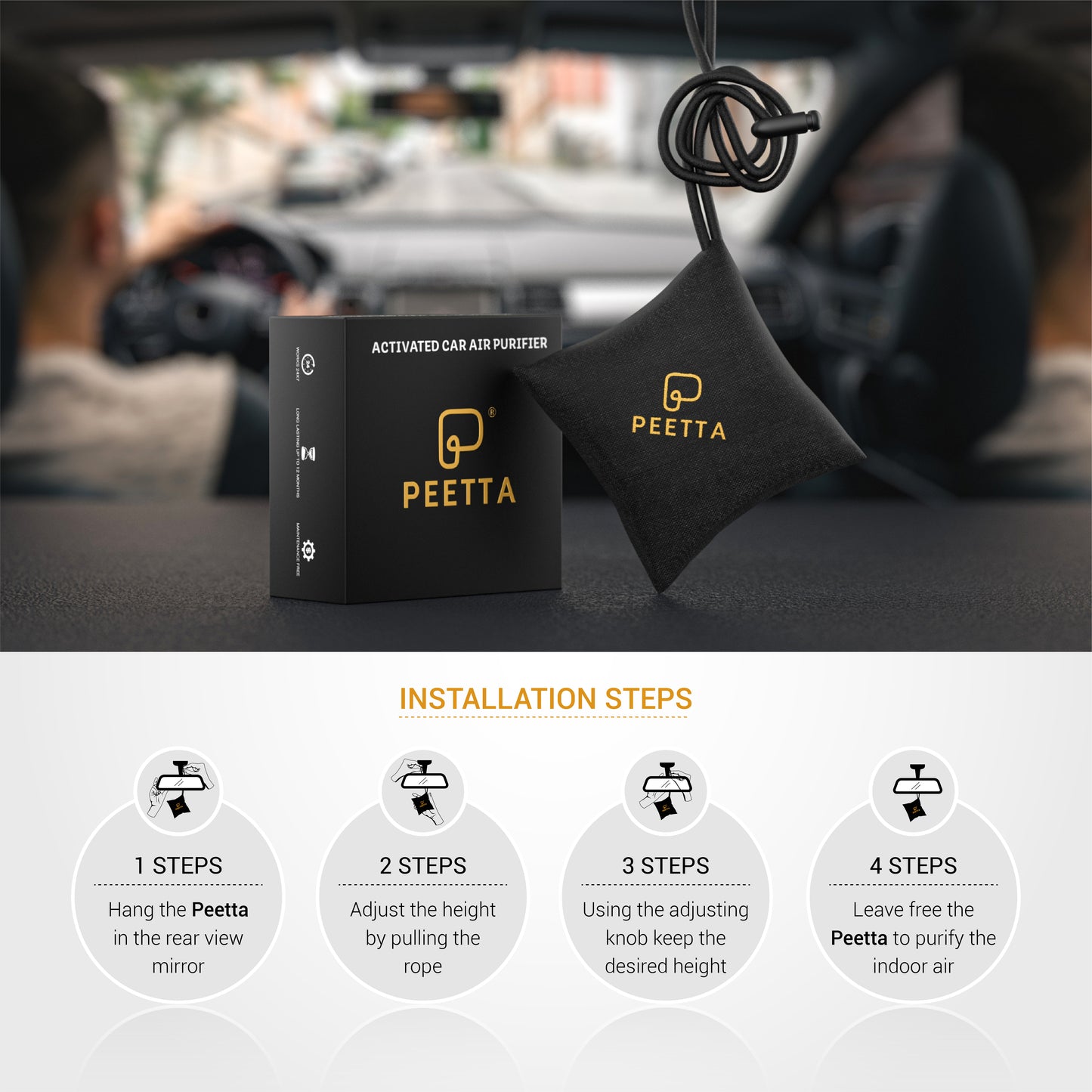 .PEETTA Non-Electric Activated Car Air Purifier