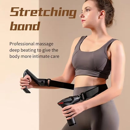 Portable Deep Tissue Massage Gun – 12-Speed Mini Handheld Muscle Massager with 1500mAh Battery, 5 Heads, Stretching Belt & Extra Handle