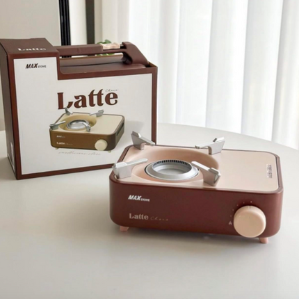 Mini Camping Stove Latte Series - Beautiful Stainless Steel Portable Cassette Stove with Carry Case (Brown and Tan)
