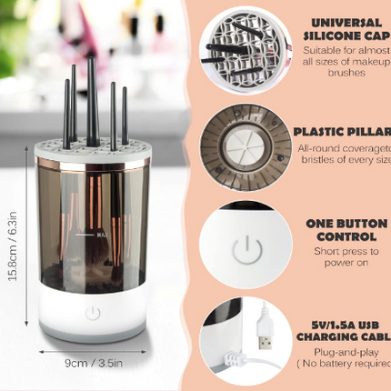 Electric Makeup Brush Cleaner, Makeup Brush Cleaner Machine with Brush Clean Mat, Automatic Cosmetic Brush Cleaner Makeup Brush Tools for All Size Beauty Makeup Brushes Set, Gift for Women Wife Friend