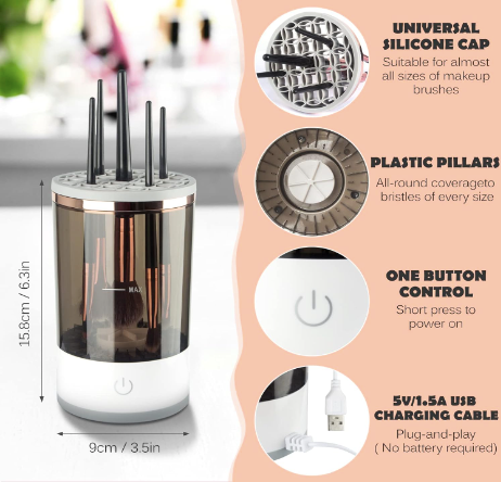 Electric Makeup Brush Cleaner, Makeup Brush Cleaner Machine with Brush Clean Mat, Automatic Cosmetic Brush Cleaner Makeup Brush Tools for All Size Beauty Makeup Brushes Set, Gift for Women Wife Friend