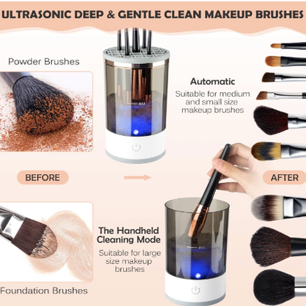 Electric Makeup Brush Cleaner, Makeup Brush Cleaner Machine with Brush Clean Mat, Automatic Cosmetic Brush Cleaner Makeup Brush Tools for All Size Beauty Makeup Brushes Set, Gift for Women Wife Friend