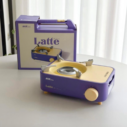 Mini Camping Stove Latte Series - Beautiful Stainless Steel Portable Cassette Stove with Carry Case (Brown and Tan)