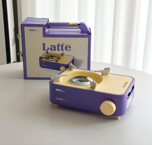Mini Camping Stove Latte Series - Beautiful Stainless Steel Portable Cassette Stove with Carry Case (Brown and Tan)