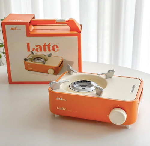 Mini Camping Stove Latte Series - Beautiful Stainless Steel Portable Cassette Stove with Carry Case (Brown and Tan)
