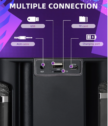 Mini Karaoke Machine for Adults and Kids - Portable Bluetooth Speaker with 2 Wireless Microphones, PA System for Indoor/Outdoor Parties (Elegant Black)