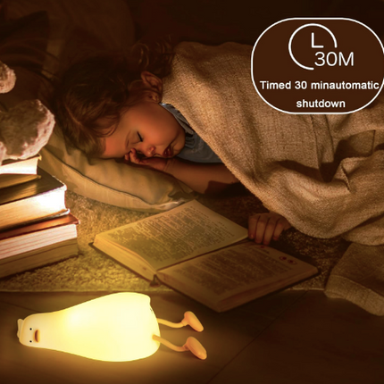 Lying Flat Duck Dimmable Night Light: Cute Silicone LED Lamp, Rechargeable Touch Lamp for Nursery & Kids' Decor