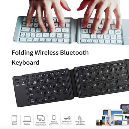 two fold rechargeable portable & folding wireless keyboard for iphone12 pro max/tablet/smartphone/smart tv/pc (android/ios/windows), Black
