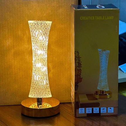 Creative Crystal LED Table Lamp – Touch Dimmable 3 Color Modes USB Rechargeable Bedside Night Light