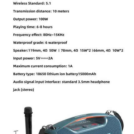HOPESTAR A60 100W High-Power Bluetooth Speaker: Outdoor Waterproof Portable Wireless Karaoke Stereo Surround Subwoofer With Mic