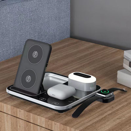 WIRELESS CHARGING STAND" emphasizes its functionality as a charging solution with added support for devices-"R12 4 IN 1
