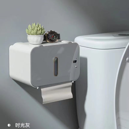 Tissue box usb charging automatic induction paper bathroom paper roller toilet paper holder wall mounted (color : D, size : 20.5cm)