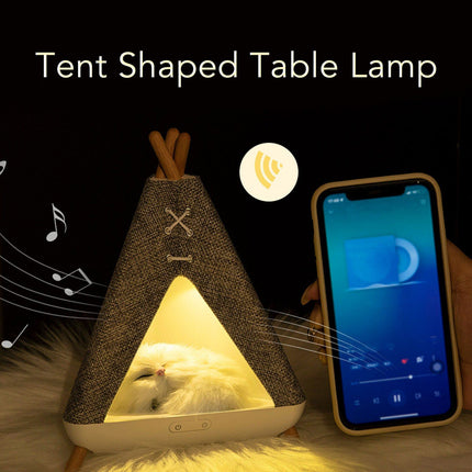 Cute Cat House In Tent Shape Lamp Night Light With Wireless Bluetooth Speaker