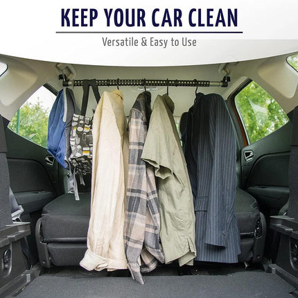 PEETTA 2-Pack Expandable Car Clothes Bar – Universal Hanging Closet Organizer Rack for Car, Truck, SUV, Van, or RV – Portable Metal Suit Hanger & Storage Rod