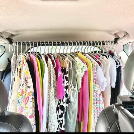 PEETTA 2-Pack Expandable Car Clothes Bar – Universal Hanging Closet Organizer Rack for Car, Truck, SUV, Van, or RV – Portable Metal Suit Hanger & Storage Rod