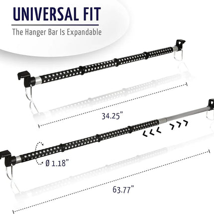 PEETTA 2-Pack Expandable Car Clothes Bar – Universal Hanging Closet Organizer Rack for Car, Truck, SUV, Van, or RV – Portable Metal Suit Hanger & Storage Rod