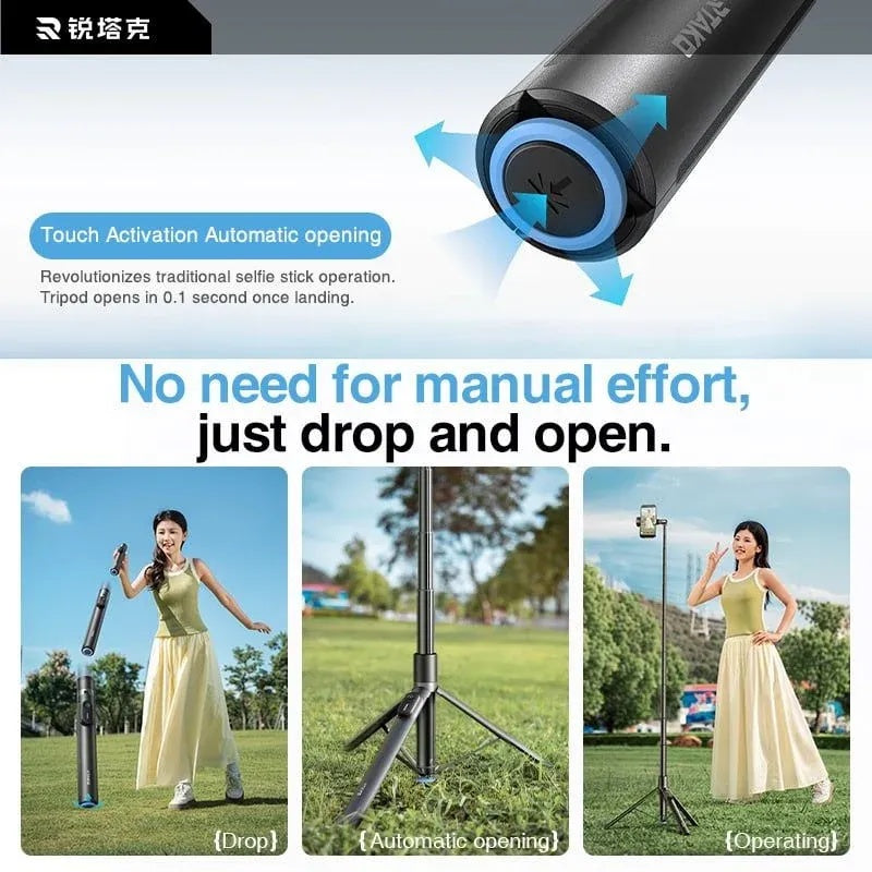 Automatic Self-Opening Tripod Selfie Stick – Hands-Free Setup & Bluetooth Remote
